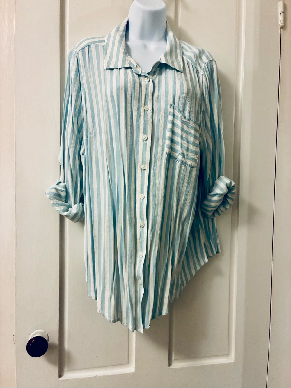 torrid Light Blue and White Striped Top